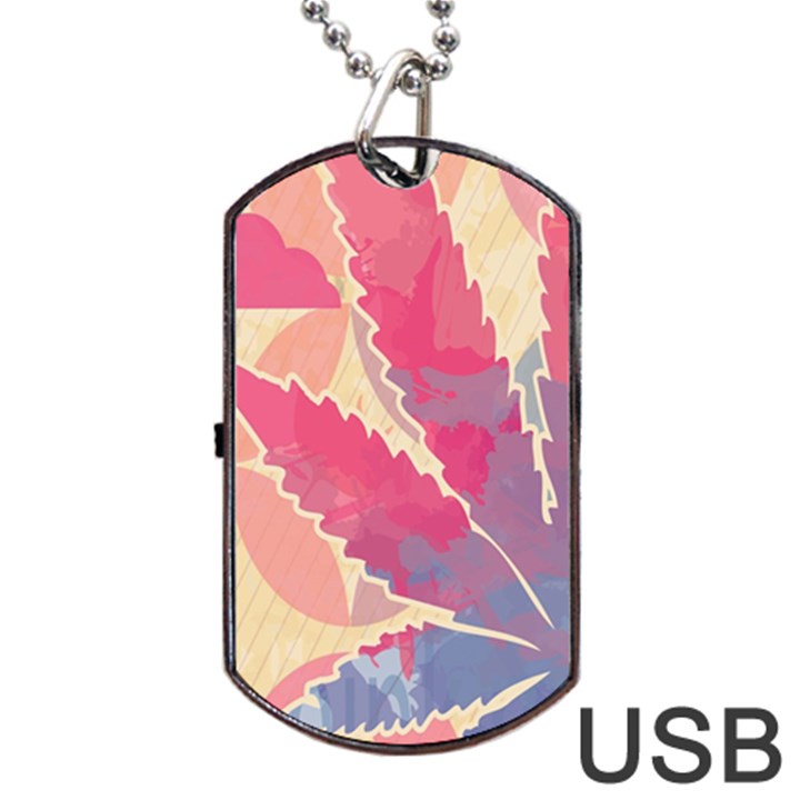 Marijuana Heart Cannabis Rainbow Pink Cloud Dog Tag USB Flash (One Side)