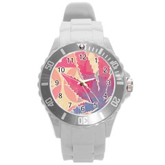 Marijuana Heart Cannabis Rainbow Pink Cloud Round Plastic Sport Watch (l)