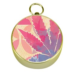 Marijuana Heart Cannabis Rainbow Pink Cloud Gold Compasses by Mariart