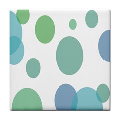 Polka Dots Blue Green White Tile Coasters by Mariart