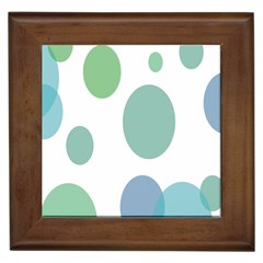 Polka Dots Blue Green White Framed Tiles by Mariart