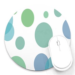 Polka Dots Blue Green White Round Mousepads by Mariart