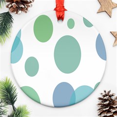 Polka Dots Blue Green White Ornament (round) by Mariart