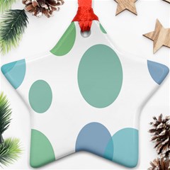 Polka Dots Blue Green White Ornament (star) by Mariart