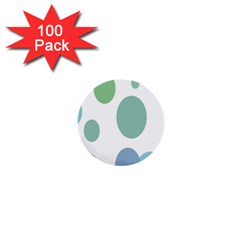 Polka Dots Blue Green White 1  Mini Buttons (100 Pack)  by Mariart