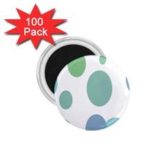 Polka Dots Blue Green White 1 75  Magnets (100 Pack)  by Mariart