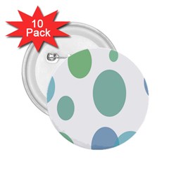 Polka Dots Blue Green White 2 25  Buttons (10 Pack)  by Mariart