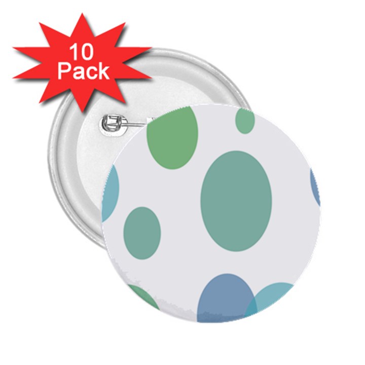 Polka Dots Blue Green White 2.25  Buttons (10 pack) 