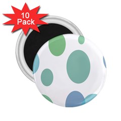 Polka Dots Blue Green White 2 25  Magnets (10 Pack)  by Mariart