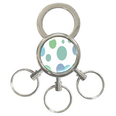 Polka Dots Blue Green White 3-ring Key Chains by Mariart