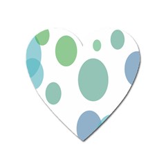 Polka Dots Blue Green White Heart Magnet by Mariart