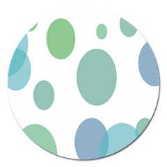 Polka Dots Blue Green White Magnet 5  (round) by Mariart