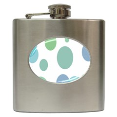 Polka Dots Blue Green White Hip Flask (6 Oz) by Mariart