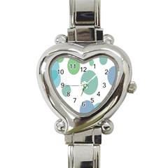 Polka Dots Blue Green White Heart Italian Charm Watch by Mariart