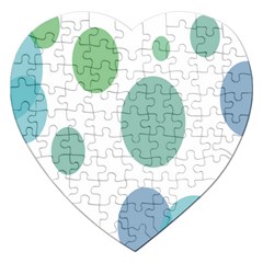 Polka Dots Blue Green White Jigsaw Puzzle (heart) by Mariart