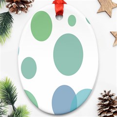 Polka Dots Blue Green White Oval Ornament (two Sides) by Mariart