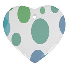 Polka Dots Blue Green White Heart Ornament (two Sides) by Mariart