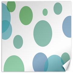 Polka Dots Blue Green White Canvas 12  X 12  