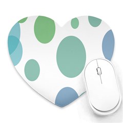 Polka Dots Blue Green White Heart Mousepads by Mariart