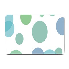 Polka Dots Blue Green White Small Doormat  by Mariart