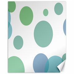 Polka Dots Blue Green White Canvas 11  X 14   by Mariart