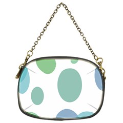 Polka Dots Blue Green White Chain Purses (one Side) 