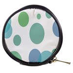 Polka Dots Blue Green White Mini Makeup Bags Front