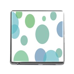 Polka Dots Blue Green White Memory Card Reader (square)