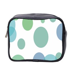 Polka Dots Blue Green White Mini Toiletries Bag 2-side by Mariart