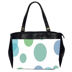 Polka Dots Blue Green White Office Handbags (2 Sides) 