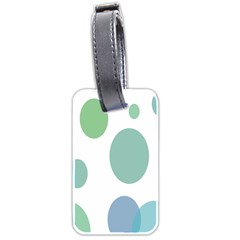 Polka Dots Blue Green White Luggage Tags (two Sides) by Mariart