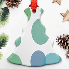 Polka Dots Blue Green White Christmas Tree Ornament (two Sides) by Mariart