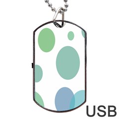 Polka Dots Blue Green White Dog Tag Usb Flash (two Sides) by Mariart