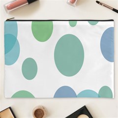 Polka Dots Blue Green White Cosmetic Bag (xxxl)  by Mariart