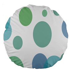 Polka Dots Blue Green White Large 18  Premium Round Cushions by Mariart