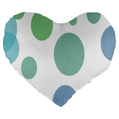 Polka Dots Blue Green White Large 19  Premium Heart Shape Cushions by Mariart