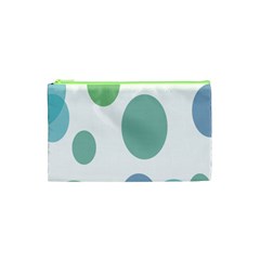 Polka Dots Blue Green White Cosmetic Bag (xs)