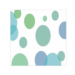 Polka Dots Blue Green White Small Satin Scarf (square) by Mariart