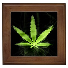 Marijuana Weed Drugs Neon Green Black Light Framed Tiles