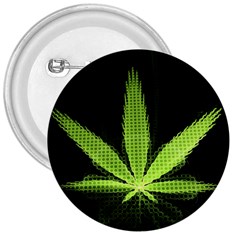 Marijuana Weed Drugs Neon Green Black Light 3  Buttons by Mariart