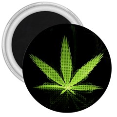 Marijuana Weed Drugs Neon Green Black Light 3  Magnets by Mariart