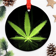 Marijuana Weed Drugs Neon Green Black Light Ornament (round)