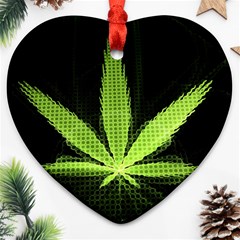 Marijuana Weed Drugs Neon Green Black Light Ornament (Heart)