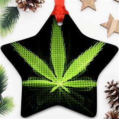 Marijuana Weed Drugs Neon Green Black Light Ornament (Star)