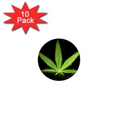 Marijuana Weed Drugs Neon Green Black Light 1  Mini Magnet (10 Pack) 