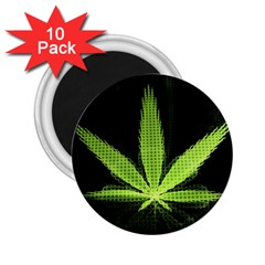 Marijuana Weed Drugs Neon Green Black Light 2 25  Magnets (10 Pack) 