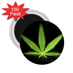 Marijuana Weed Drugs Neon Green Black Light 2 25  Magnets (100 Pack) 