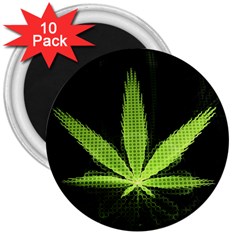 Marijuana Weed Drugs Neon Green Black Light 3  Magnets (10 Pack) 