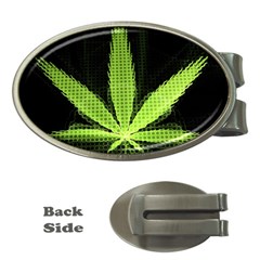 Marijuana Weed Drugs Neon Green Black Light Money Clips (oval)  by Mariart