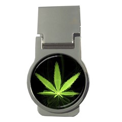 Marijuana Weed Drugs Neon Green Black Light Money Clips (round)  by Mariart